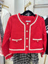 Solid Color Contrast Tweed Jecket